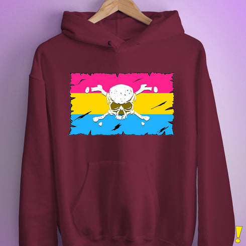 Pansexual Pride Pirate Flag Hoodie - Maroon